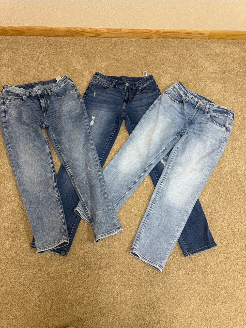 Chico's Women's ankle boyfriend Jeans Trio - Light, Medium & Dark Blue Washes